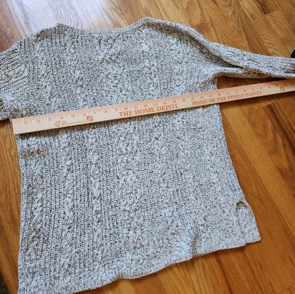 J Jill  white heathered cable knit cotton sweater beachy summer size medium - Picture 8 of 9